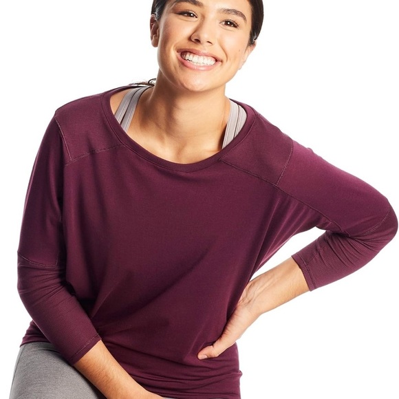 C9 Champion Women's Long Dolman Sleeve Open Back Top, Dark Berry Purple, Small - Picture 1 of 16